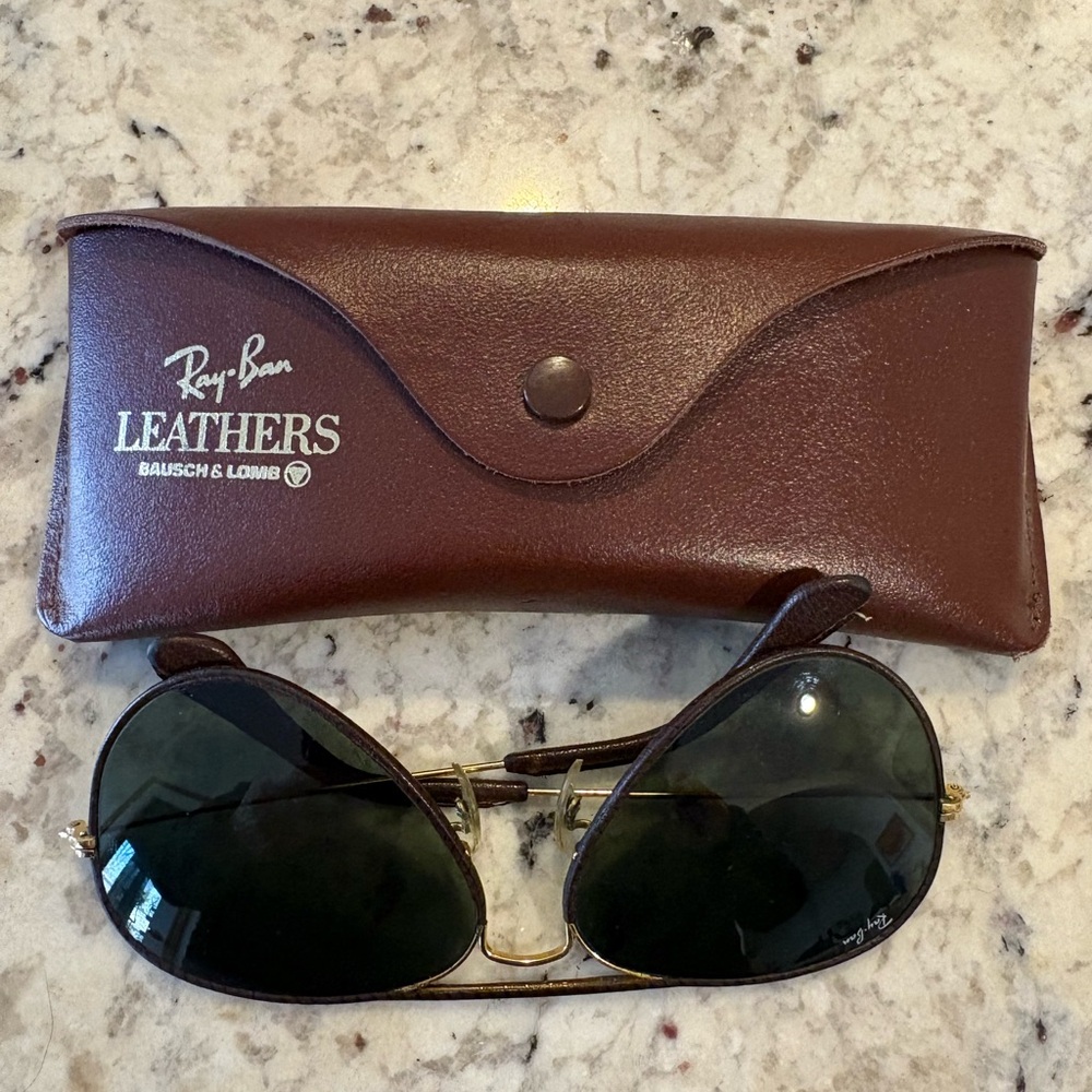Ray Ban Leathers Aviator Sunglasses